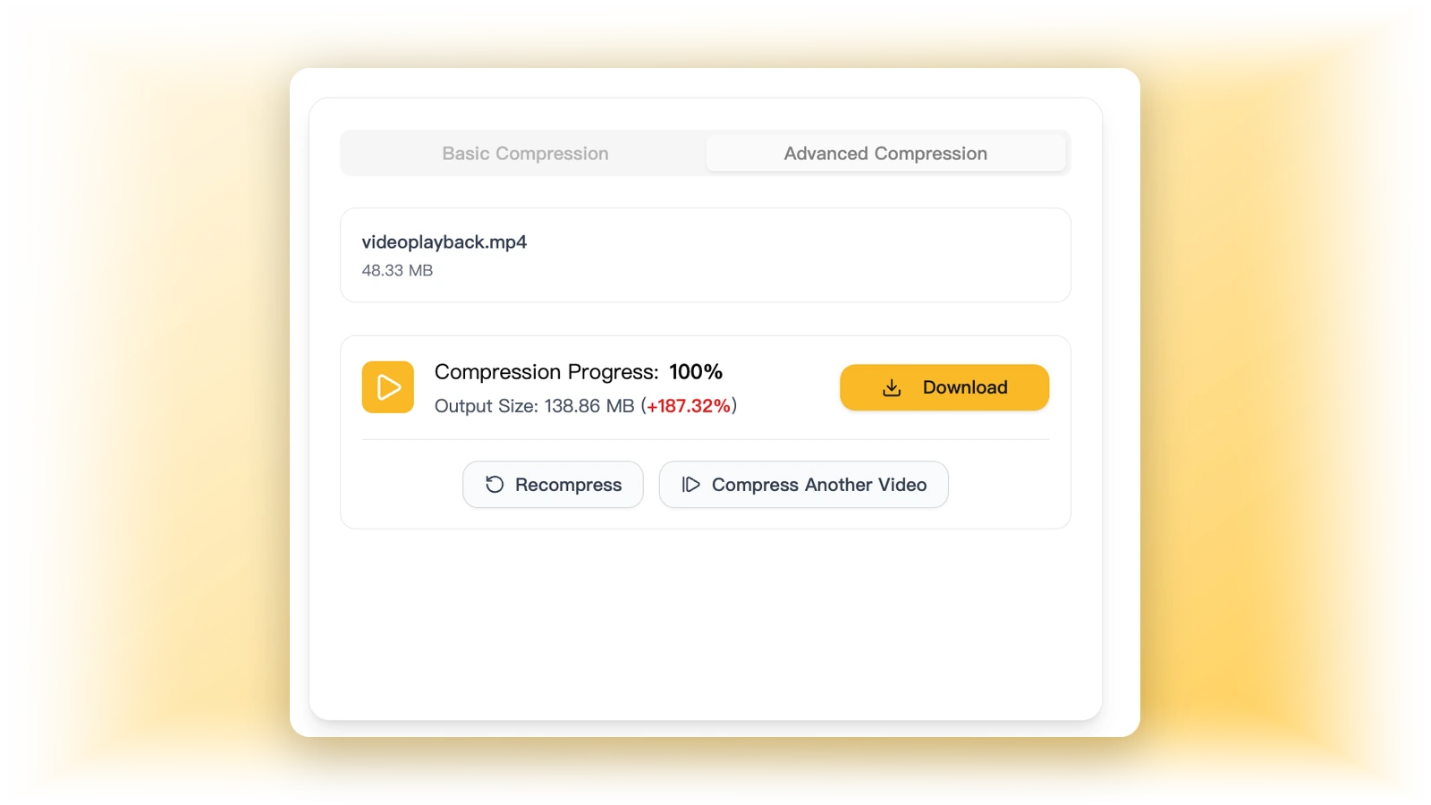 Step 3 — download the compressed video at your target size