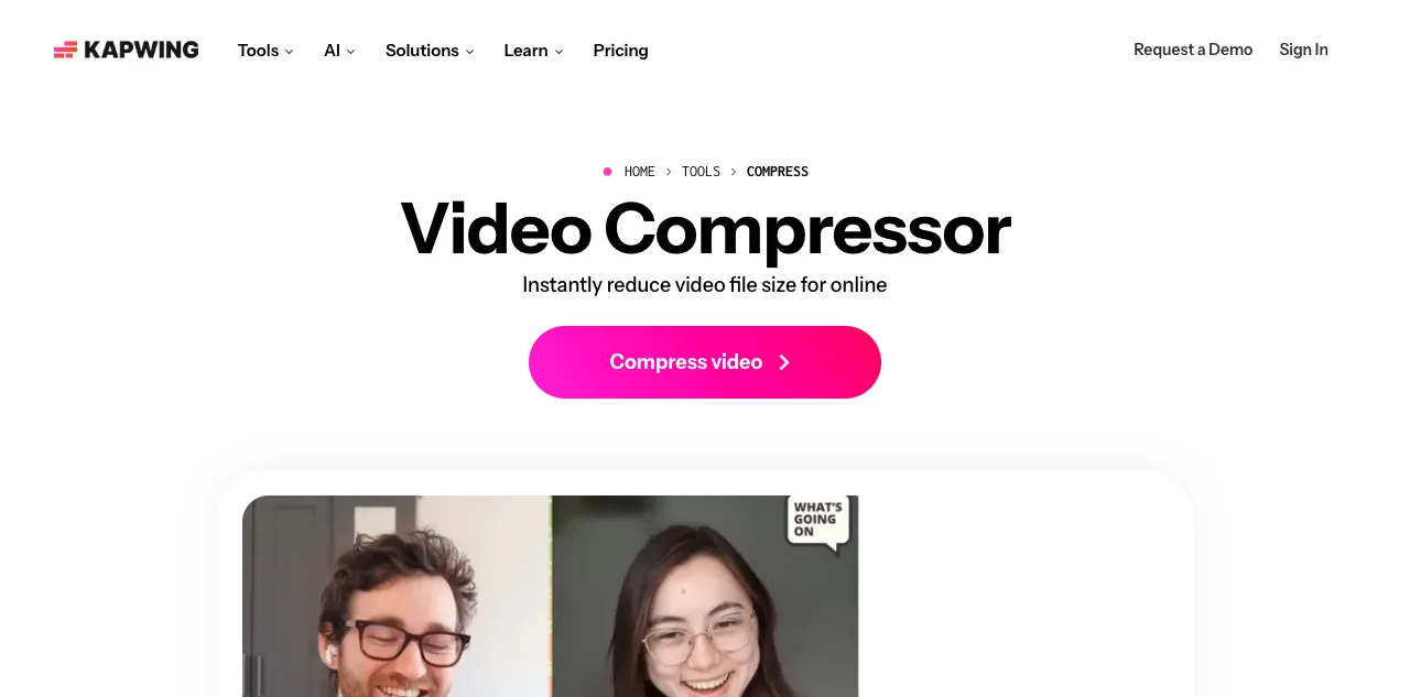 Kapwing online editor video compression level slider